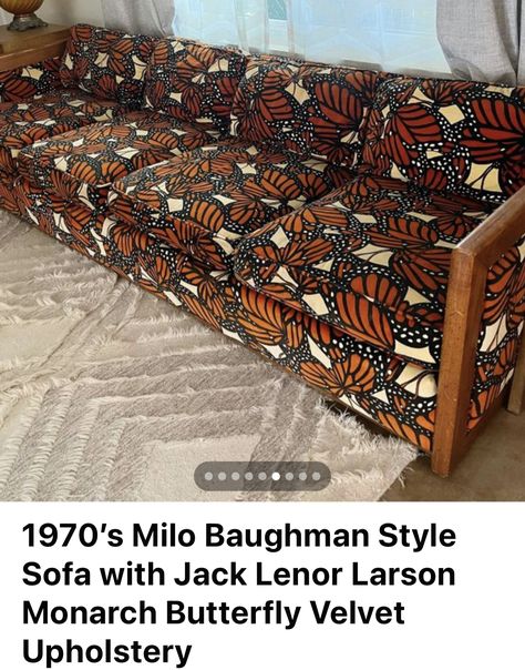 70s Couch, 70s Green Couch, 70s Couch Pit, 1970s Couch, 70s Floral Couch, 1970s Sofa, Velvet Couch, Monarch Butterfly, Living Dining Room