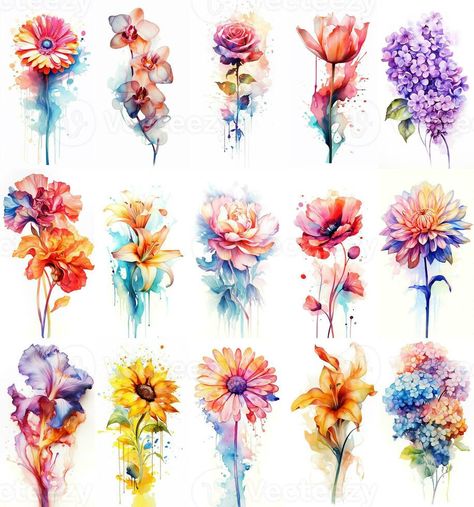 Colorful watercolor art. Isolated on white background. In a realistic manner, colorful, rainbow. Ideal for teaching materials, books and nature-themed designs. Paint splash icons. created by AI Watercolor References, Kid Name Tattoo, Tattoos With Kids Names, Pet Paw Print, Colorful Watercolor, Watercolor Splash, Paint Splash, Name Tattoo, Flower Clipart