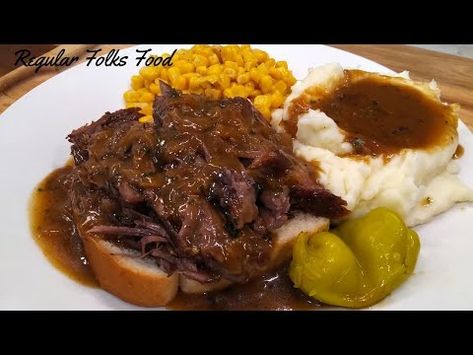 (1593) Ole School Open Face Roast Beef and Gravy - YouTube Open Face Roast Beef, Open Faced Roast Beef, Roast Beef And Gravy, Beef And Gravy, How To Make Gravy, Mississippi Pot Roast, Beef Chuck, Dinner Meals, Beef Stock