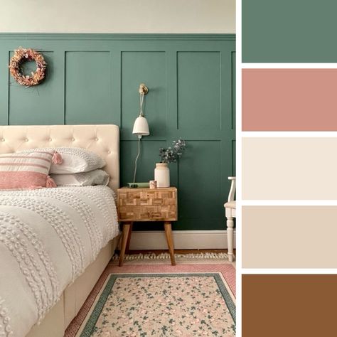 I made a collage with Coolors! Dark Green And Coral Bedroom, Green And Coral Bedroom, Green Room Colors, Coral Bedroom, Green Room, Room Color Schemes, Green Rooms, Bedroom Green, Spare Room