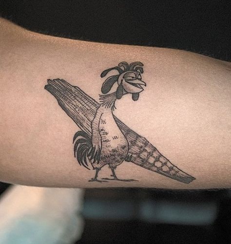 Chicken Joe Tattoo Design, Chicken Joe Tattoo, Chicken Joe, Penguin Tattoo, Cartoon Tattoos, Tattoo Art Drawings, Up Tattoos, Ink Ideas, Surfs Up