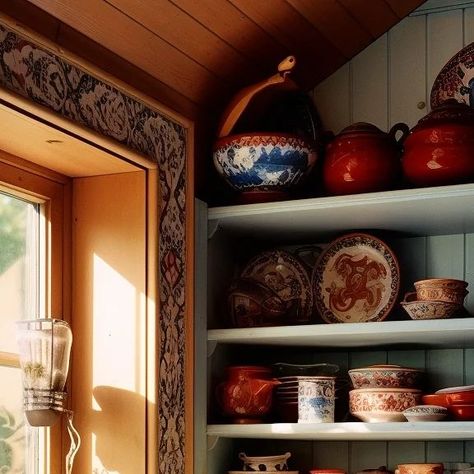 Ben Myhre on Instagram: "Rosemaling Kitchens ☀️ . . . Conjured using a blend of Midjourney AI, Photoshop and Topaz 🧙‍♂️🪄 . . . . .  #midjourney  #midjourneyart #kitchen #rosemaling #nordic #norwegian #kitchendecor #kitchendesign #kitchengoals #kitchens #kitchensofinstagram #homeinterior #witchaesthetic #hogwarts #home #aiarchitecture #architecture #ai #aigenerated #aiartistcommunity #fantasy #interiordesign #interiordecor #cozy #rustic #cabin #kitcheninspo" Kirsten American Girl Doll, Cozy Rustic Cabin, Norwegian Interior, Norwegian Home, Norwegian Rosemaling, Art Cottage, W.i.t.c.h Aesthetic, Rustic Cabin, The Conjuring