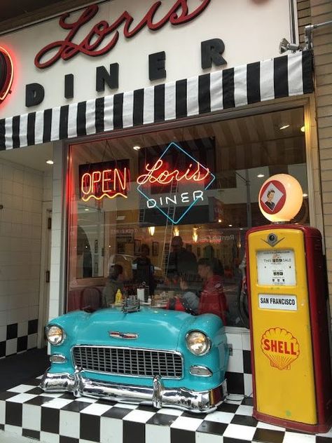 Diner Shop Front Diner Aesthetic, 1950s Diner, Diner Restaurant, 50s Diner, Diner Decor, Vintage Diner, Retro Cafe, Retro Diner, American Diner