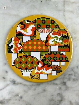 Mushroom Tile, Stove Burner Covers, Vintage Apartment, Orange Tiles, Earthy Home, Tile Trivet, Georges Briard, Modern Pop Art, Metal Tile