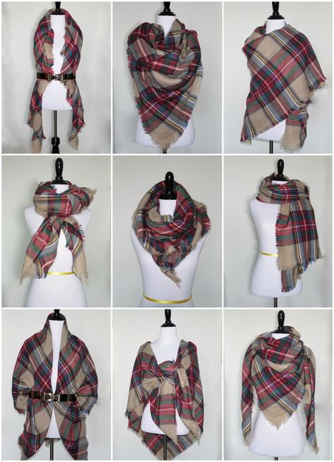 9 Ways to Style a Blanket Scarf for Petites (not sure why the title is about Chicken Tenders? lol) #blanketscarf Diy Blanket Scarf, Blanket Scarf Outfit, Ways To Tie A Scarf, How To Wear A Blanket Scarf, Tie A Scarf, Mode Tips, Cooler Style, Ways To Wear A Scarf, How To Wear A Scarf