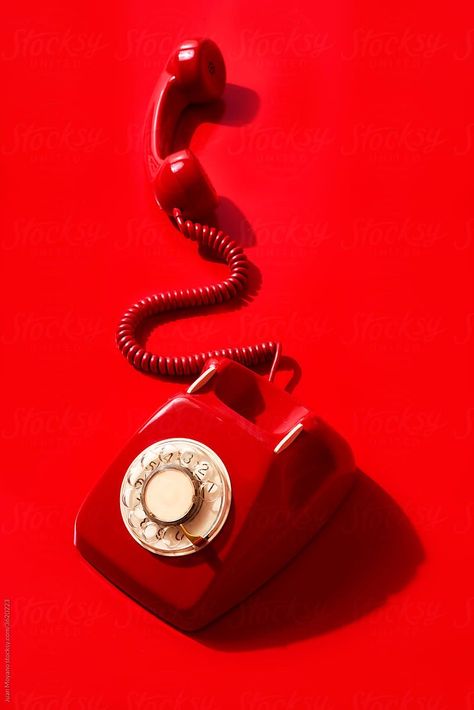 Book Cover Background, Graphic Design Posters Layout, Red Aesthetic Grunge, Chatty Cathy, Dyed Red Hair, Rotary Phone, Off The Hook, Retro Phone, Film Inspiration