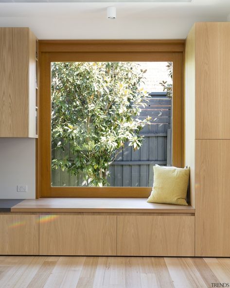 Shelves and drawers run around this... - Gallery - 10 | Trends Timber Tiles, Sandringham House, Glass Porch, Mini Room, Window Seat Design, Suburban Home, Window Nook, Window Seats, Timber Beams