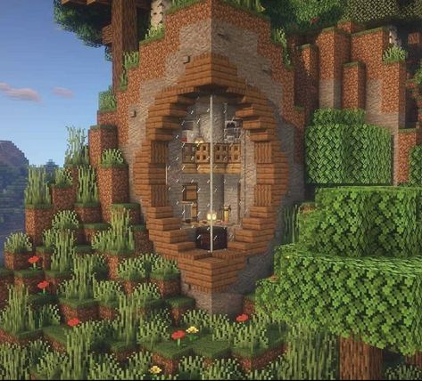 Minecraft Outside House Ideas, Cliff House Minecraft Aesthetic, Minecraft Cliff Base Ideas, Minecraft Architecture Buildings, Mountain Minecraft Builds, Minecraft Cliff House Ideas, Minecraft Houses In Mountains, Mountain Minecraft Houses, Minecraft House In Mountain