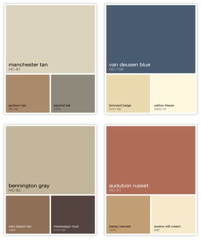 My house's Palette - mainly Manchester Tan (love) and Bennington Grey for depth. Accented with Rust and Navy. Looks better than it sounds :) Brown Home Exterior Paint, Tan Color Combinations, Best Brown Exterior Paint Colors, Paint Combinations For House Exterior, Exterior House Paint Color Combinations Brown Dark Wood, Brown Outdoor Paint Exterior Houses, Exterior Colour Combinations Houses, Brown Exterior Paint Colors For House Benjamin Moore, Tan House Exterior