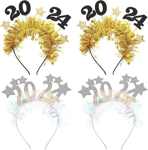 Amazon.com: LUOZZY 4 PCS 2024 Happy New Year Headband Tiara 2024 Glitter Star Sequins Hairband 2024 Holiday Hair Hoops Accessories for Christmas 2024 New Year Eve Party Supplies : Toys & Games Happy New Year Headband, Nye 2024, New Year Eve Party, New Year Headband, Star Sequins, New Year Hairstyle, New Year Eve, Holiday Hair, Boho Beauty