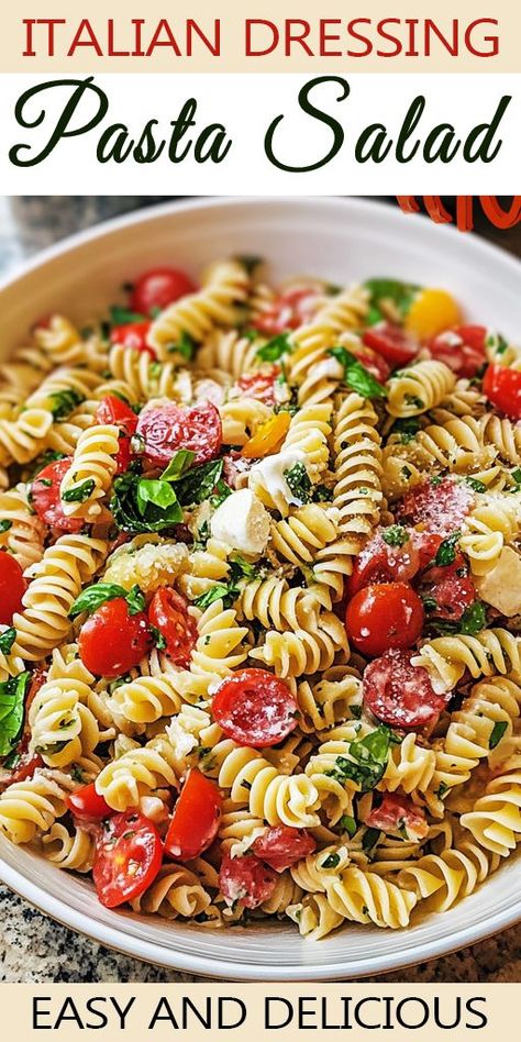 Craving a vibrant, flavorful salad that’s perfect for any occasion? This Italian Dressing Pasta Salad is the answer! Packed with colorful veggies, hearty pasta, and a zesty Italian dressing, this dish is a crowd-pleaser at picnics, and family gatherings! 🥗 Ready to make this delightful salad? Gather your ingredients and dive into this delicious recipe today! Your taste buds will thank you! #ItalianDressingPastaSalad #PastaSaladRecipe #QuickMeals #HealthySalad #FoodLovers #EasyRecipes Vegetable Pasta Salad Recipes, Pasta Salad Recipes Italian, Pasta Salad Recipes Italian Dressing, Salad Recipes Italian, Italian Dressing Pasta, Zesty Italian Pasta Salad, Zesty Pasta Salad, Italian Dressing Pasta Salad, Vegetable Pasta Salad