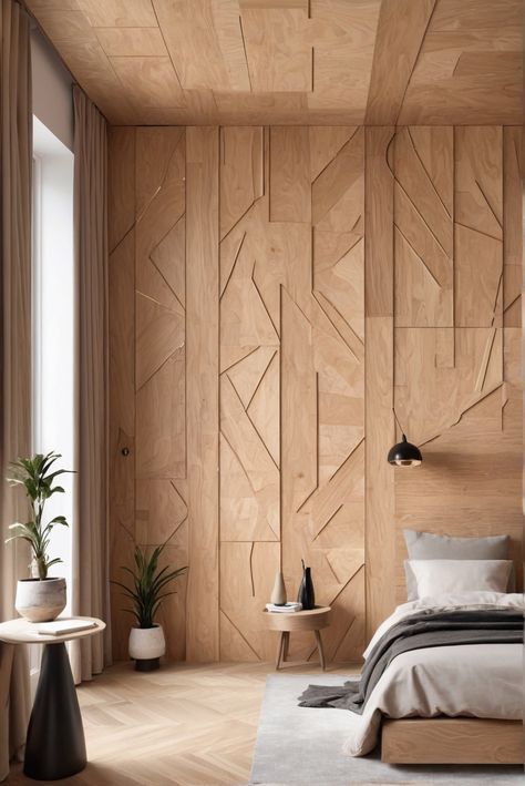 1. Plywood 
2. Wall decor 
3. Interior design 
4. Home improvement Plywood Wall Paneling Interior Design, Japanese Wall Panelling, Plywood Walls Bedroom, Wooden Panelling Bedroom Wall, Wood Wall Design Ideas Bedrooms, Painting Plywood Walls, Painted Plywood Walls, Stained Plywood Walls, Plywood Walls Ideas Interior Design