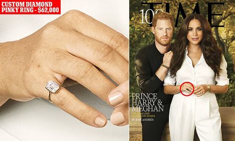 Meghan Markle's $62,000 pinky ring made with diamonds from a mystery donor in the Middle East | Daily Mail Online Chopard Earrings, Prince Harry Pictures, Pinky Rings For Women, Signet Rings Women, 30s Fashion, Diamond Gift, Time Magazine, Prince Harry And Meghan, Royal Jewelry