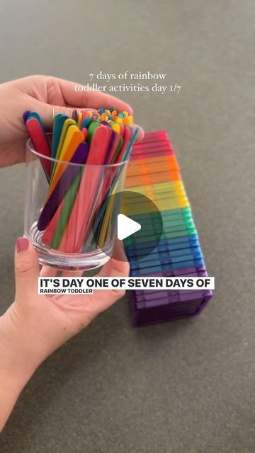 Toddler Activities on Instagram: "It’s day 1 of 7 days of rainbow toddler activities and we’re starting with some simple sorting

If you didn’t know already magnet tiles make the perfect little boxes for sorting objects

We decided to sort popsicle sticks, but you could also do this with pom-poms, Fruit Loops, or pouch lids

Stay tuned for day 2!" Pom Pom Sorting Activity, Popsicle Activities Preschool, Popsicle Stick Activities Toddlers, Pom Pom Activities For Toddlers, Fruit Activities For Toddlers, Colour Activities Eyfs, Popsicle Stick Activities, Magnet Tiles, Color Sorting Activities