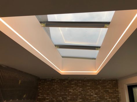 Trimless - Plaster In LED Profile Led Plaster In Lighting, Skylight Recessed Lighting, Plaster In Led Lighting, Led Roof Lantern Lights, Roof Lantern Led Lighting, Skylight Led Lighting, Led Roof Light, Skylight Lighting Ideas, Skylight Lighting