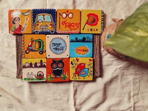 Bangladeshi Rickshaw Art, Kathgolap Painting, Bondhu Khata Cover Page Design, Bondhu Khata Design, Typography Art Quotes, Handmade Paper Art, Bengali Art, Boho Art Drawings, Coaster Art