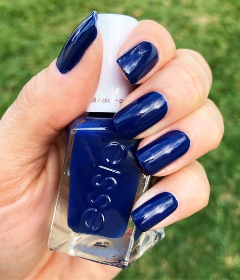 Sapphire Blue Gel Nails, Navy Blue Opi Nail Polish, Essie Nail Polish Colors Blue, Essie Navy Blue Nail Polish, Navy Nail Polish, Blue Nail Color, Navy Blue Nails, Essie Gel Couture, Stiletto Nail Art