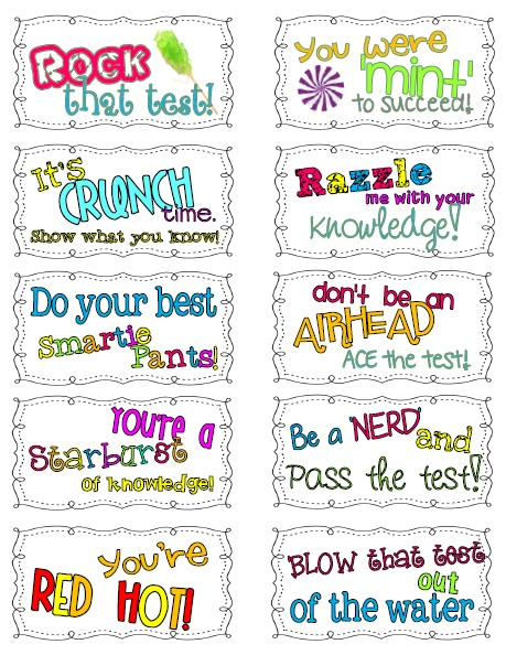 Candy Motivational Test Notes Test Notes, Testing Treats, Encouragement Posters, Testing Encouragement, Testing Motivation, Kawaii Collection, Happy Home Fairy, Encouraging Phrases, Pto Ideas