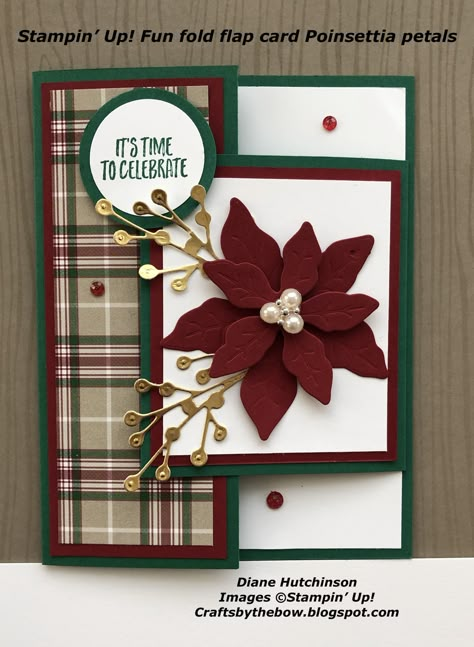 Poinsettia Dies Stampin Up Cards, Stampin Up Poinsettia Petals, Poinsettia Petals Stampin Up Cards, Stampin Up Poinsettia Petals Cards, Poinsettia Dies, Poinsettia Cards, Stamped Christmas Cards, Christmas Card Ornaments, Simple Christmas Cards