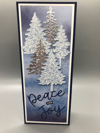 Slimline Christmas Card Ideas, Slimline Christmas Cards, Christmas Cards Slimline, Slim Line Christmas Cards, Stampin Up Slimline Dies, Slim Line Cards, Christmas Slim Line Cards, Ctmh Slimline Christmas Cards, Blue Christmas Cards