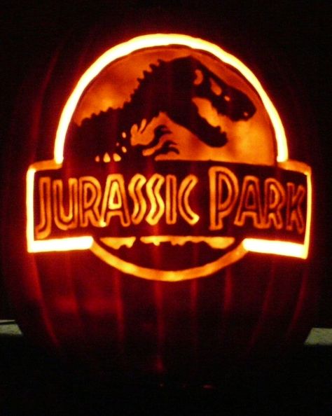 Jurassic Park Logo- 2019 Carved foam pumpkin-pattern by stoneykins.com Jurassic Park Pumpkin, Pretty Pumpkins Carving, Dinosaur Pumpkin Carving, Pumpkin Stencil Printable, Pumpkin Carving Stencils Easy, Pumpkin Carving Ideas Easy, Dinosaur Pumpkin, Pumpkin Carving Stencils Free, Calming Coloring Pages