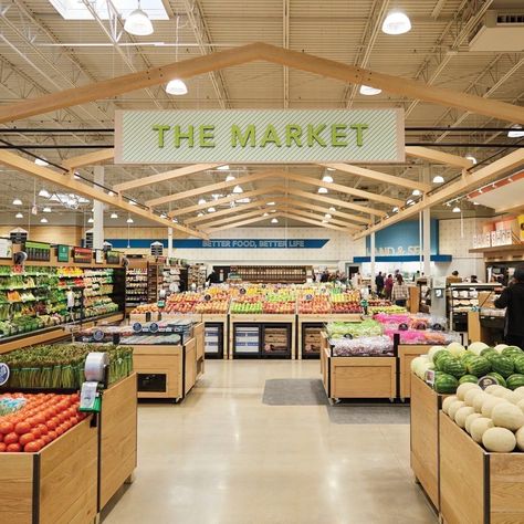 Cute Supermarket, Grocery Store Interior, Organic Supermarket, Grocery Market, Grocery Store Design, Fresh Brand, Retail Lighting, Retail Solutions, Supermarket Design