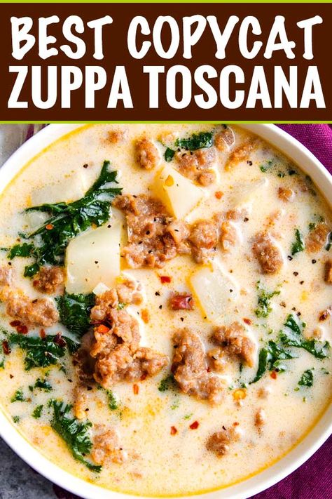 Zuppa Toscana Soup With Spinach, Zuppa Toscana Soup Olive Garden Healthy, Zuppa Toscana Soup Pressure Cooker, Zuppa Toscana Soup Light, Zupa Toscana Soup Olive Garden, Copy Cat Olive Garden Tuscano Soup, Zips Toscana Soup Crockpot, Sausage Zuppa Soup, Crockpot Recipes Zuppa Toscana