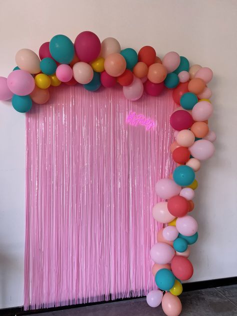 Fun bright pink back trop tropical balloon arch lets party light up sign Tropical Balloon Arch, Light Up Signs, Party Lights, Grad Party, Grad Parties, Balloon Arch, Bright Pink, Light Up, Arch