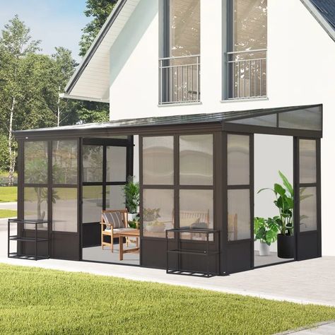 Enclosed Gazebo, Polycarbonate Roof, Grill Gazebo, Wood Patio Furniture, Aluminum Patio, Patio Gazebo, Canopy Outdoor, Landscape Ideas, Light Control