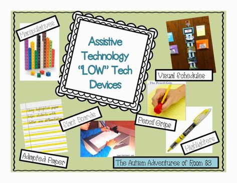 Low Tech Assistive Technology, Special Education Organization, Assistive Technology Devices, Reading Tools, Technology Devices, Tech Organization, Adaptive Equipment, Technology In Education, Visual Schedules