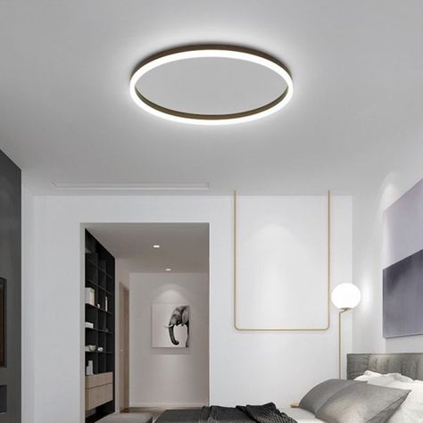 Minimalist LED Flush Mount Ceiling Light Black Circle Flush Ceiling Light Fixture with Metal Shade Close To Ceiling Lights Condo Lighting, Loft Style Bedroom, Industrial Chic Design, Round Ceiling Light, Modern Living Room Ideas, Home Stairs, Shape Circle, Home Stairs Design, Black Circle