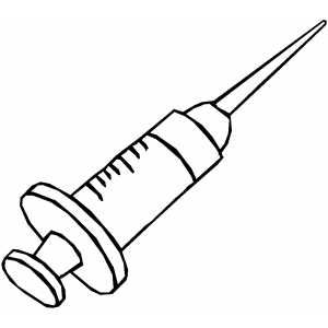 Syringe Printable Coloring Page, free to download and print. Syringe Reference, Syringe Tattoo Ideas, How To Draw A Syringe, Kawaii Syringe, Syringe Illustration, Nurse Crafts, Nurse Art, Purse Crafts, Bible Crafts For Kids