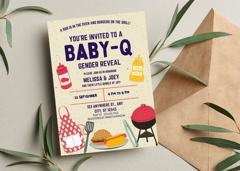 Excited to share the latest addition to my #etsy shop: Baby-Q Gender Reveal Invitation| BBQ Gender Reveal Invitation| Barbeque Reveal Gender Party| Backyard Baby Shower Invite| Editable Bbq Gender Reveal Invitations, Barbecue Gender Reveal Party, Baby Que Gender Reveal, Babyque Gender Reveal Ideas, Gender Reveal Barbeque, Barbeque Party Ideas, Bbq Gender Reveal Ideas, Summer Gender Reveal Themes, Babyque Gender Reveal