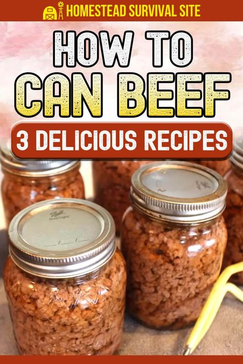 If you don’t know how to can beef, it’s easier than you think. Here are recipes for canning ground beef, corned beef brisket, and beef stew. Beef Stew Canning Recipe, Canning Ground Beef, Canned Beef Recipe, Canning Recipes For Beginners, Beginner Canning, Easy Canning Recipes, Canning Beef Stew, Pressure Canning Meat, Recipes For Canning