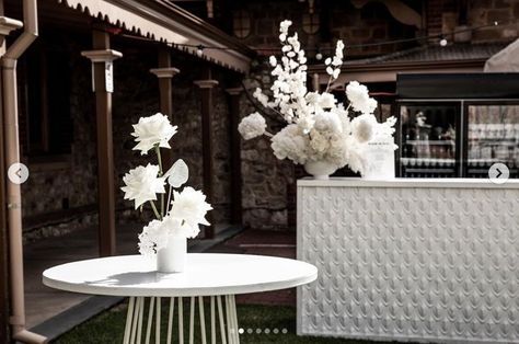 White Cocktail Tables, Table Floral Arrangements, Hotel Flowers, All White Wedding, Unique Wedding Flowers, Winter Wonderland Wedding, White Wedding Flowers, Wedding Arrangements, Wedding Flower Arrangements