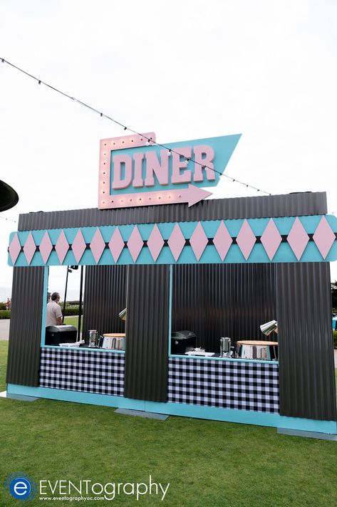 50's Themed Mitzvah — Shawna Yamamoto Event Design 50s Party Decorations, Grease Themed Parties, Grease Party, 50s Theme, Auction Themes, 50s Theme Parties, Sock Hop Party, 50s Rock And Roll, Diner Party