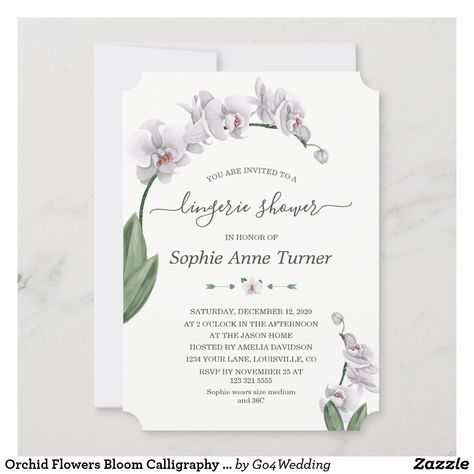 Wedding Card Design Templates, Orchid Invitation, Lingerie Bridal Shower Invitations, Bridal Shower Question Game, Tropical Bridal Shower Invitations, Lingerie Shower Invitations, 3d Templates, Floral Typography, Bridal Shower Planning