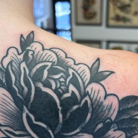 Ryan Krebs on Instagram: "////////Peony Tattoo/////// Swipe 2 See What We Covered Thanks @mak_han #peonytattoo #peonytattoos #blacktrad #blacktraditional #blackandgrey #blackandgreytattoo #tattoos #tattoo #tattoos #traditionaltattoos #traditionaltattoo #traditionaltattooing #customtattoos #coverup #coveruptattoo #darumatattoorevelstokebc #revelstokebc #revytattooshop #revytattooartist #revelstoketattooshop" Large Tattoo Cover Up Ideas, Peony Tattoo Cover Up, Black Peonies Tattoo, Black Peony Tattoo Cover Up, Floral Coverup Tattoo, Peonies Traditional Tattoo, Black Peony Tattoo, Traditional Tattoo Peony, American Traditional Peonies