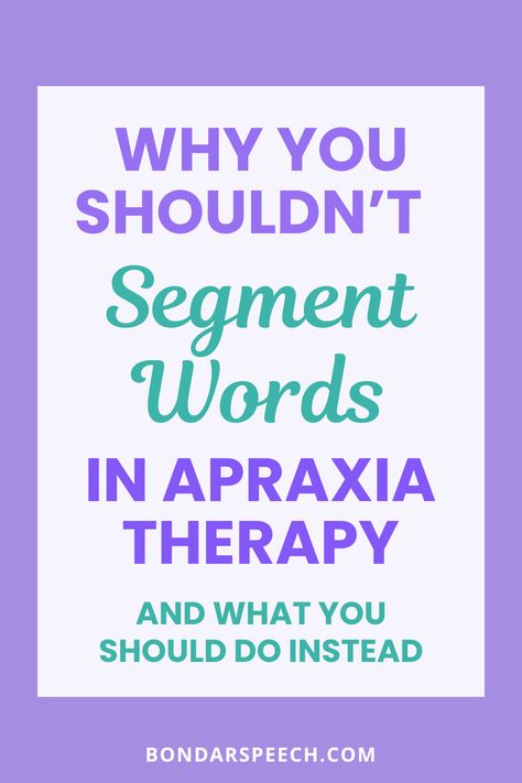 While it can be tempting to segment words in speech therapy, this may not be the best approach with students with childhood apraxia of speech. Apraxia therapy is all about movement and children with childhood apraxia of speech have difficulty moving from one sound to the next. So how do we work on helping children produce all the sounds in a word without segmenting? What strategies can SLPs use? Learn my favorite alternatives to segmenting and how to use them in Apraxia therapy here. Apraxia Therapy Activities, Apraxia Of Speech Activities, Childhood Apraxia Of Speech Activities, Apraxia Therapy, Apraxia Activities, Segmenting Words, Early Intervention Activities, Childhood Apraxia Of Speech, Early Intervention Speech Therapy