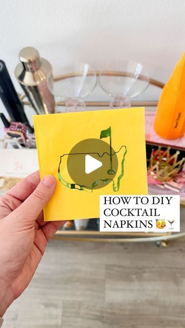 Shelby | Gift-in-a-Box Guide on Instagram: "An inexpensive way to Pinterest-ify your party 🍸🥳  I love using HTV & my cricut to personalize cocktail napkins for parties!   I will warn you they do take a little while so I don’t recommend doing them in large quantities.   Typically I make enough for each person to have one for their cocktail and then leave the blank ones underneath!   Did you know this hack??   *Follow for more DIYs + to see the final party result ⛳️  #partyinspiration #partyinspo #mastersparty #themasters #partydiy #partydiys #cricut #cricuthacks #diy #howto #howtodiy #dollartreehacks" Cricut Marker Cards, Diy Custom Napkins, Fun Cocktail Napkins, Cricut Napkins, Masters Party, Cricket Machine, Food Spread, Personalized Cocktail Napkins, Wedding Cocktail Napkins