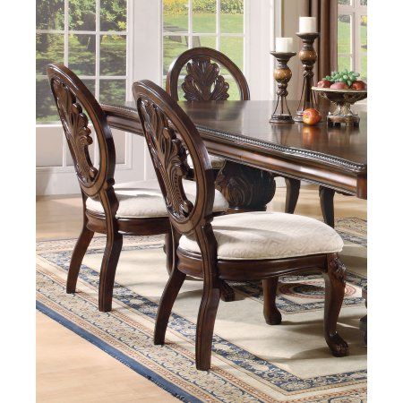 Coaster Company Tabitha Traditional Dining Chair Set of Two, Dark Cherry, Red Formal Dining Room Sets, Traditional Dining Chairs, Mediterranean Home Decor, Luxury Dining Room, Tuscan Decorating, Coaster Furniture, Pedestal Dining Table, Luxury Dining, Wood Dining Chairs