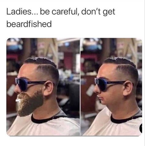 #nobeard #beardedmen #beardfish #funnymeme #lol #lmaoo Barber Memes, Beard Game, Funny Statuses, Facebook Humor, Some Funny Jokes, Round Sunglass Men, Bearded Men, Mirrored Sunglasses Men, Funny Posts