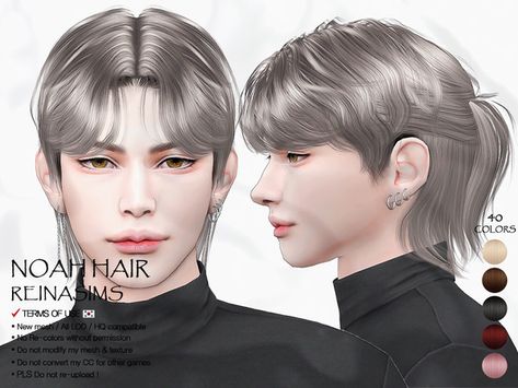 Sims 4 Men Hair Cc, Hair For Sims 4, Zepeto Character Ideas, Ts4 Hair, Sims 4 Hair Male, Boy Haircuts Long, Ts4 Mods, Short Ponytail, Mesh Texture