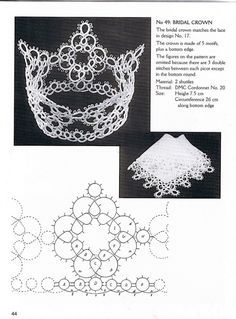 Crochet Tiara, Tatting Patterns Free, Needle Tatting Patterns, Shuttle Tatting Patterns, Tatting Tutorial, Crown Pattern, Tatting Jewelry, Needle Tatting, Paper Embroidery