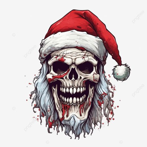 zombie head with santa claus christmas hat illustration zombie corpse halloween monster png Skull Santa, Zombie Christmas, Hat Illustration, Zombie Head, Monster Halloween, Halloween Monster, Gothic Horror, Santa Claus Christmas, Dark Gothic