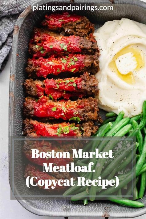 Boston Market Meatloaf (Copycat Recipe) Boston Market Meatloaf Recipe, Boston Market Meatloaf, Meatloaf Sides, Meatloaf Topping, Boston Market, Bbq Recipe, Mongolian Beef Recipes, Ketchup Sauce, Top Secret Recipes