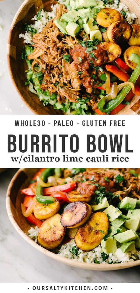 Paleo Burrito, Paleo Mexican, Lime Cauliflower Rice, Rice Avocado, Cilantro Lime Cauliflower Rice, Paleo Meal Prep, Low Carb Mexican, Paleo Recipe, Paleo Lunch