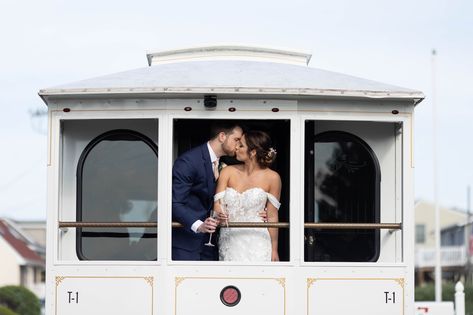 Trolley Wedding Photos, Trolley Wedding, Wedding Transportation, Wedding Location, Wedding Locations, Photography Inspo, Photo Inspo, Unique Wedding, Unique Weddings