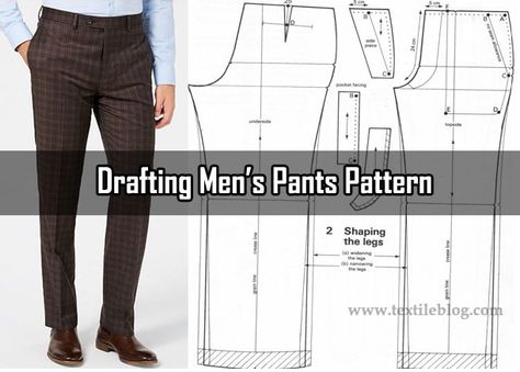 Men's Pants Pattern Drafting from Measurement - Textile Blog Men's Pants Pattern Drafting, Men’s Trousers Pattern, Men's Trousers Pattern Drafting, Male Pants Pattern, Pants Sewing Pattern Free For Men, Men's Pants Pattern, Pant Pattern For Men, How To Sew Mens Pants, Pattern Pants Men