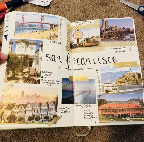 Pinterest @catherinesullivan2017✨ Scrapbook Ideas Drawing, Travel Scrapbooking Ideas, Cute Scrapbook Ideas, Cute Scrapbook, Cute Scrapbooks, Travel Journal Scrapbook, Bullet Journal Cover Page, Summer Scrapbook, Scrapbook Book